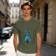 Olive Green T-Shirt With Blue Totoro Inspired Graphic Print