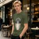 Olive T-shirt with I Don't Care Cat Graphic Print