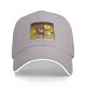 Black baseball cap with cartoon bear costume character in fiery cave print