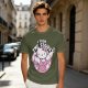 Olive t-shirt with muscular Hello Kitty graphic and 'I Took The Stairs' text
