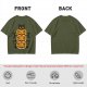 Olive Halloween T-Shirt with Stacked Jack-o'-Lanterns and Black Cats