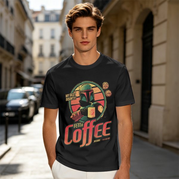Fett a Coffee Tatooine Bounty Hunter Graphic T-Shirt