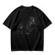 Olive Green T-Shirt With Playful Black Cat Graphic Print