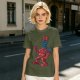 Olive Green T-Shirt with Retro Robot Graphic Print