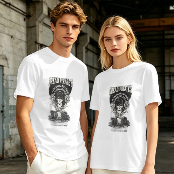 Olive green t-shirt with Dread Pirates graphic print
