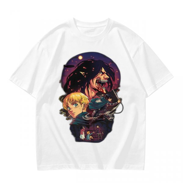 Attack on Titan themed graphic tee with anime character artwork