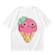 Olive T-Shirt With Cute Melting Pink Ice Cream Cone Graphic