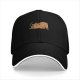 Black baseball cap with a sleeping capybara graphic