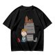 Olive T-Shirt with Peanuts Style Girl and Dog on Doghouse Print