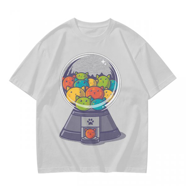 Olive T-Shirt With Cat Gumball Machine Artwork