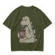 Olive T-Shirt Featuring Godzilla Eating Ramen