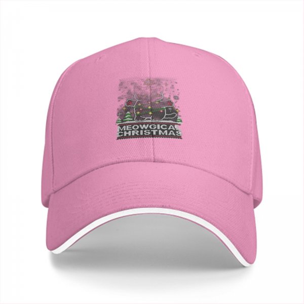 Black baseball cap with Meowgical Christmas cat holiday print