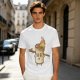 Olive T-Shirt With Surprised Burning Marshmallow Graphic