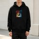 Black Hoodie With Fantasy Open Book Dragon Wolf Silhouette Art