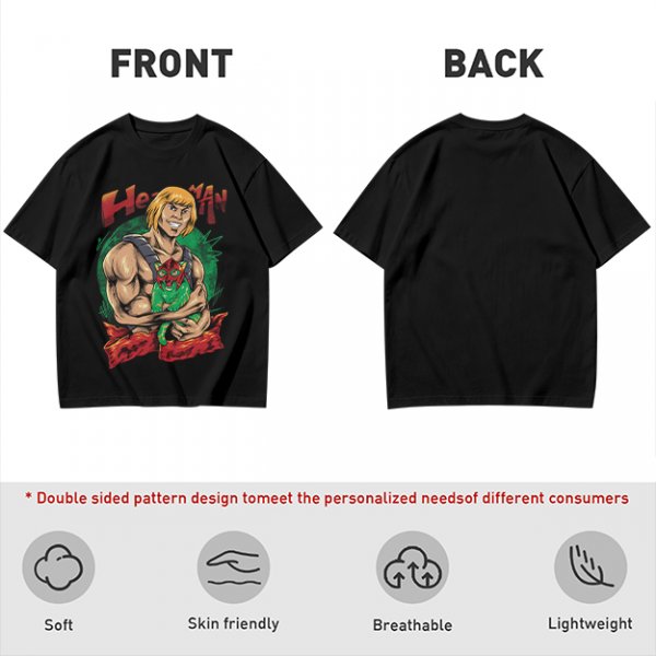 Olive T-shirt with He-Man and Battle Cat Graphic Print