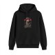Black hoodie with skeleton and 'Death by Overthinking' graphic