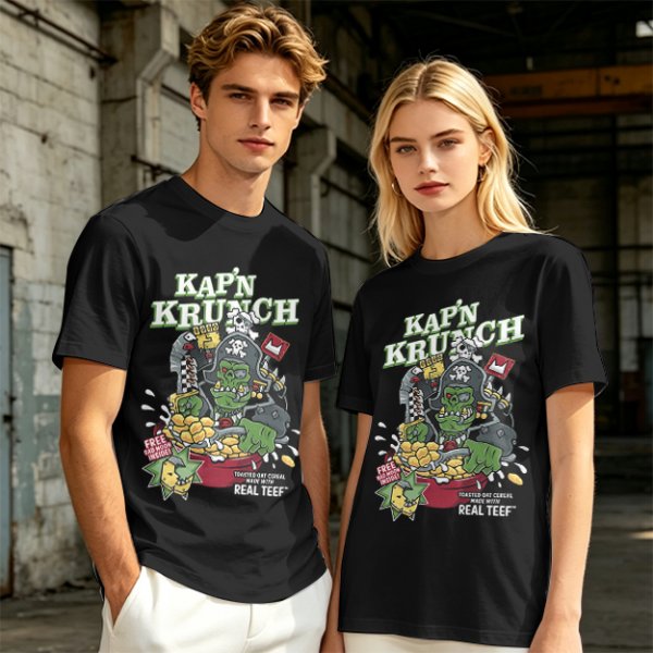 Kap'n Krunch Zombie Pirate Graphic Olive T-Shirt