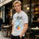 Olive t-shirt with playful unicorn rainbow poop and glitter fart graphic
