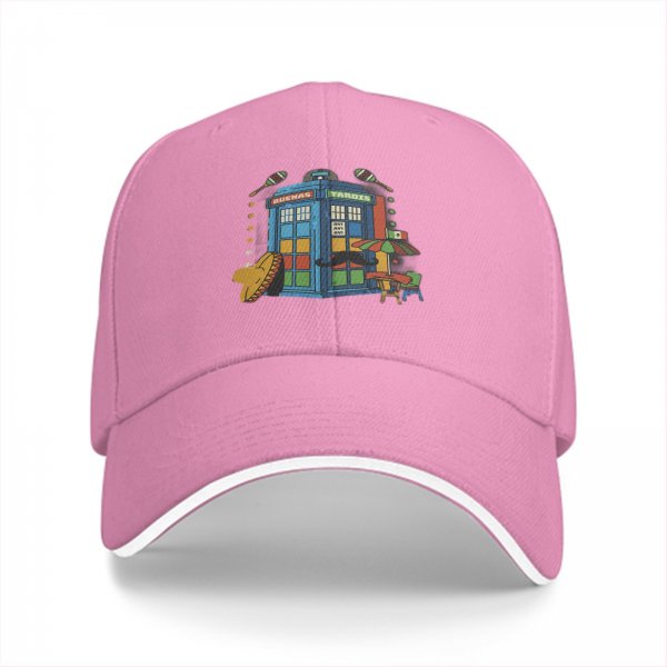 Black baseball cap with Mexican themed TARDIS graphic