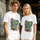 Olive T-shirt with Mario and Yoshi artistic graphic print