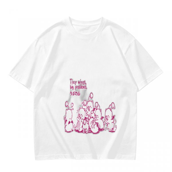 Olive Green T-Shirt With Pink Whimsical Graphic Print