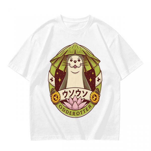 Otter with Straw Hat Graphic Tee Design