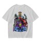 Olive T-shirt with Villainous Cartoon Character Group Print