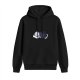 Black Hoodie With Cute Sleeping Cat Graphic Print