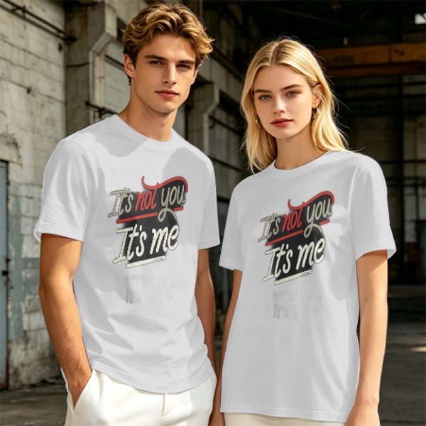 Olive green graphic t-shirt with 'It's not you It's me' print