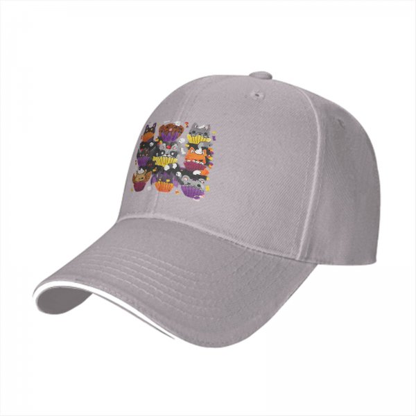 Black baseball cap with Halloween animal cupcake graphic design