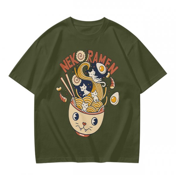 Neko Ramen Cat Bowl Graphic T-Shirt Design