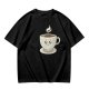 Olive Green T-Shirt With Cute Smiling Steaming Coffee Cup Print