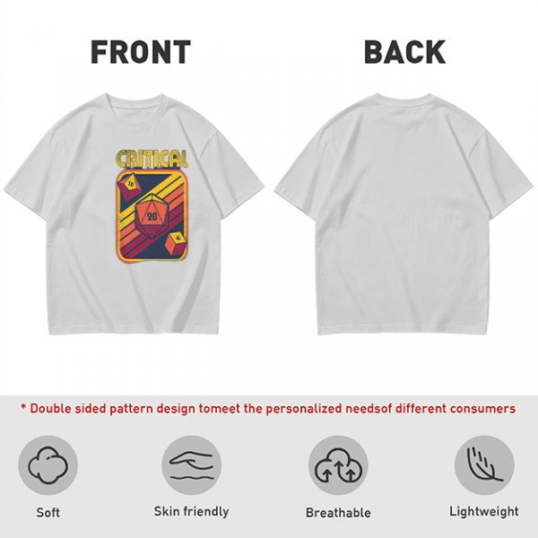 Retro Critical D20 Dice T-Shirt for Tabletop RPG Fans