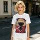 Olive T-shirt with Glitch Art Monkey D Luffy Straw Hat Print