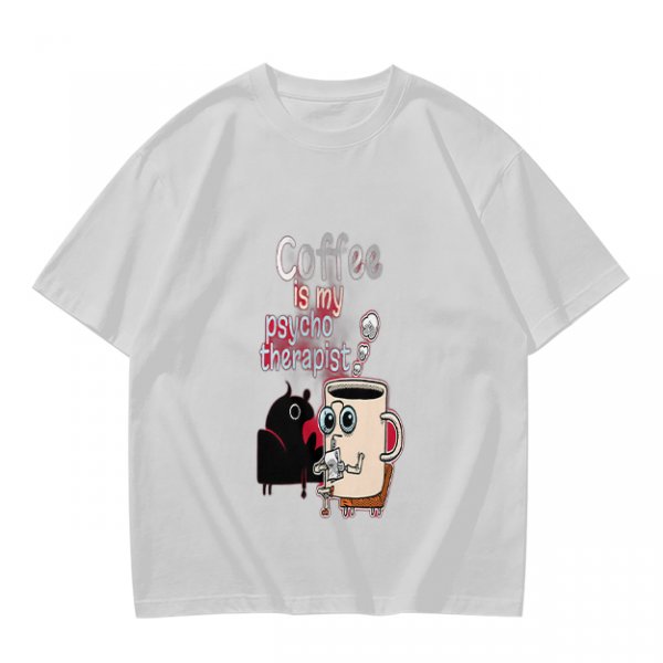 Coffee is my psychotherapist graphic olive t-shirt