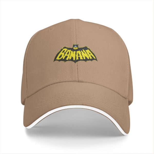 Black baseball cap with banana bat logo graphic