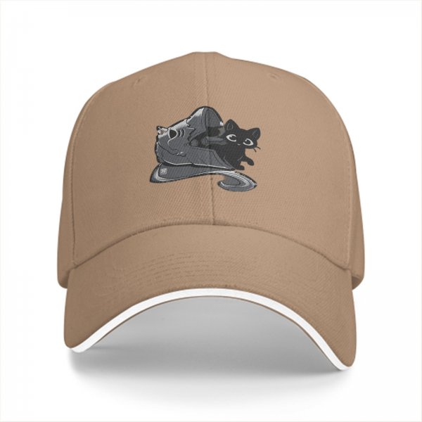 Black Baseball Cap with Black Cat and Wizard Hat Graphic