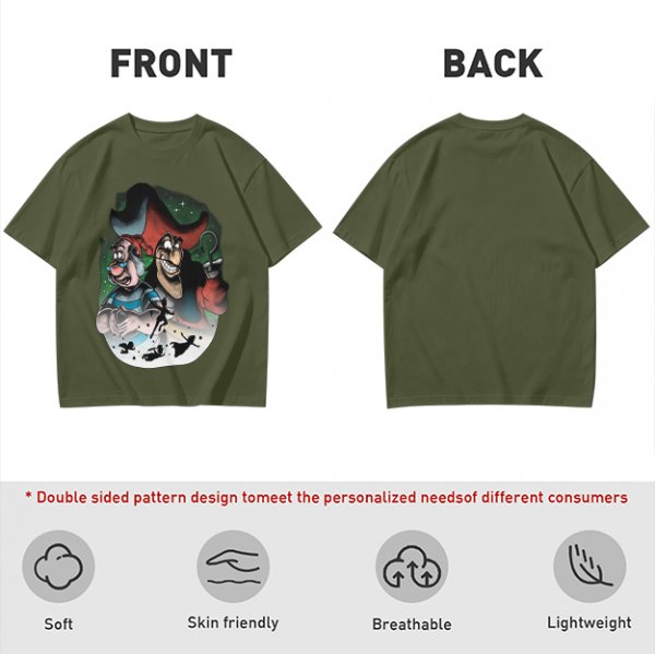 Olive T-Shirt Featuring Captain Hook and Mr. Smee from Peter Pan