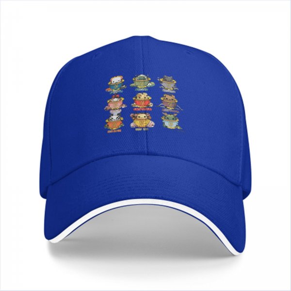 Black Baseball Cap With Cute Animal Teacup Character Print