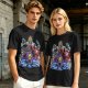 Olive T-shirt with Villainous Cartoon Character Group Print