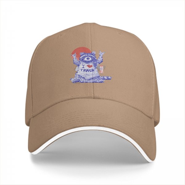 Black Baseball Cap With Raccoon I Love Trash Graphic