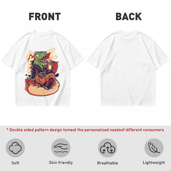 Olive T-Shirt with Cartoon Crocodile Eating Snack Graphic