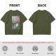 Olive T-shirt with Totoro cherry blossom Japanese woodblock print