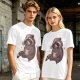 Olive T-Shirt With Raccoon In Santa Hat Holding Mug Print