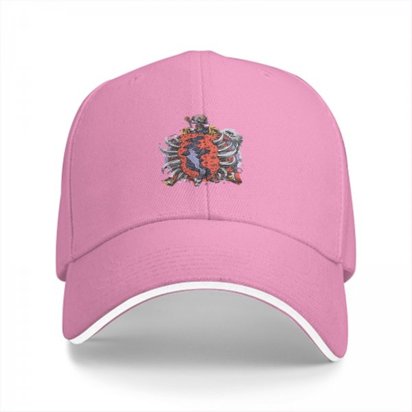 Black Baseball Cap With Dark Fantasy Skeletal Ribcage Artwork
