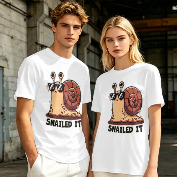 Olive T-Shirt With Cool Snail Wearing Sunglasses 'Snailed It' Print