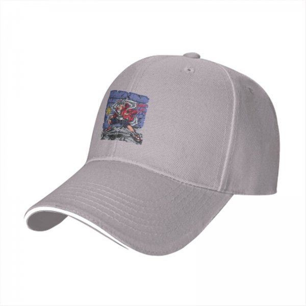 Black Baseball Cap With Graffiti Style Action Character Print