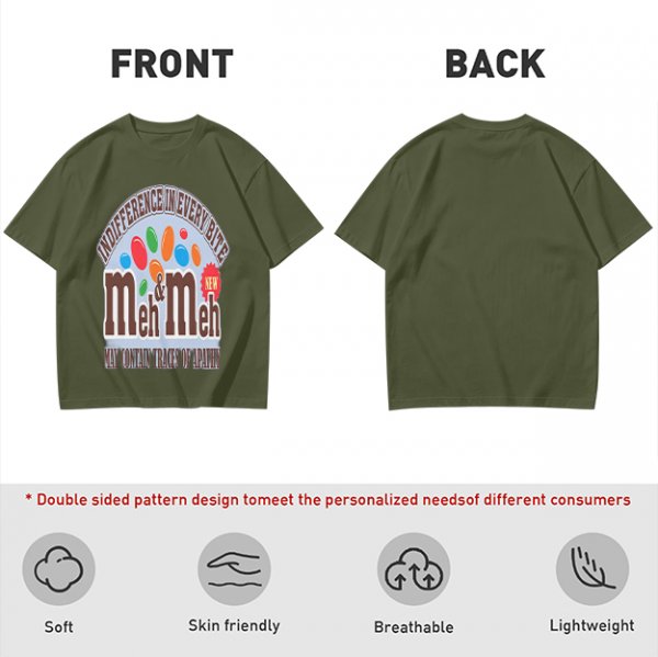 Meh and Meh novelty graphic t-shirt with indifference themed print