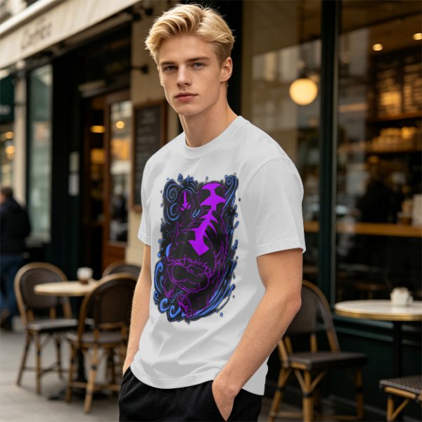 Olive Green T-Shirt With Neon Purple Avatar The Last Airbender Art Print