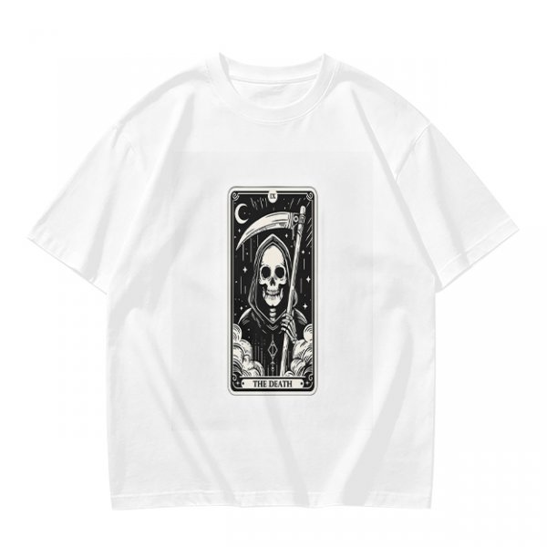 Olive T-shirt with The Death Tarot Card Grim Reaper Graphic